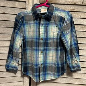 Jumping Beans Blue and Gray Plaid Button Down Shirt